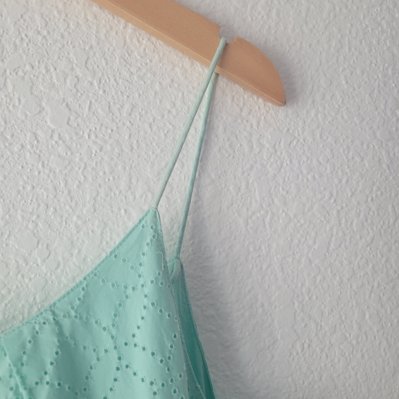 J. Crew Women's Mint Green Eyelet Fit & Flare Sleeveless Dress Size 14 | Spring - Picture 4 of 8